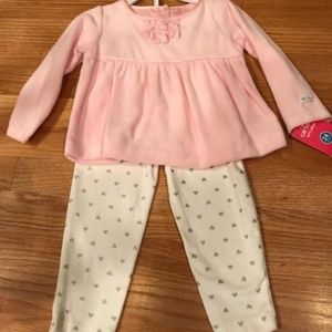 NEW CARTER'S PINK TOP & SILVER HEART PANTS - 24  M